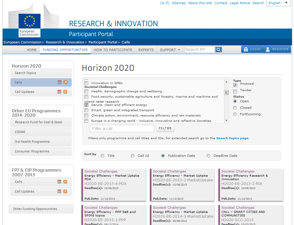 Horizon 2020 Participant Portal http://http://ec.europa.