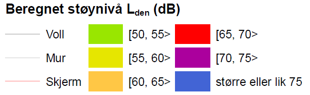 Støy I følge kommunens støysonekart er beregnet støynivået L den langs Hans Finnes gate 55-60 db, unntatt på strekningen fra Helmer Hanssens veg til Bakkaunvegen hvor beregnet støynivå L den er 60-65