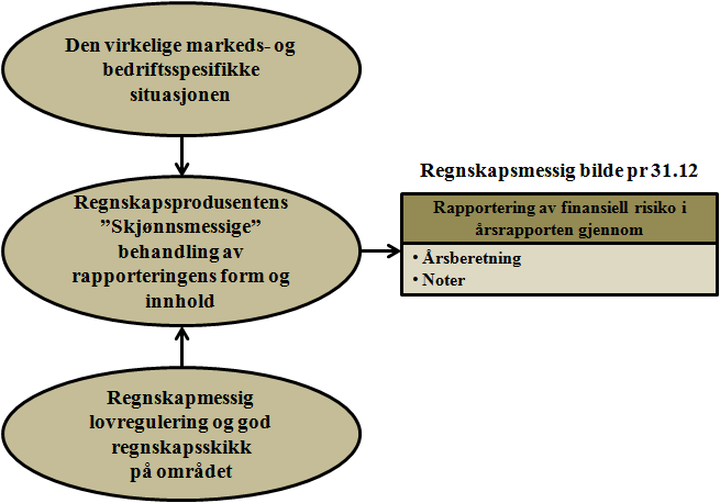 Modellen viser videre at opplysninger om foretakenes eksponering mot finansiell risiko vil fremgå av årsregnskapets tilleggsopplysninger.