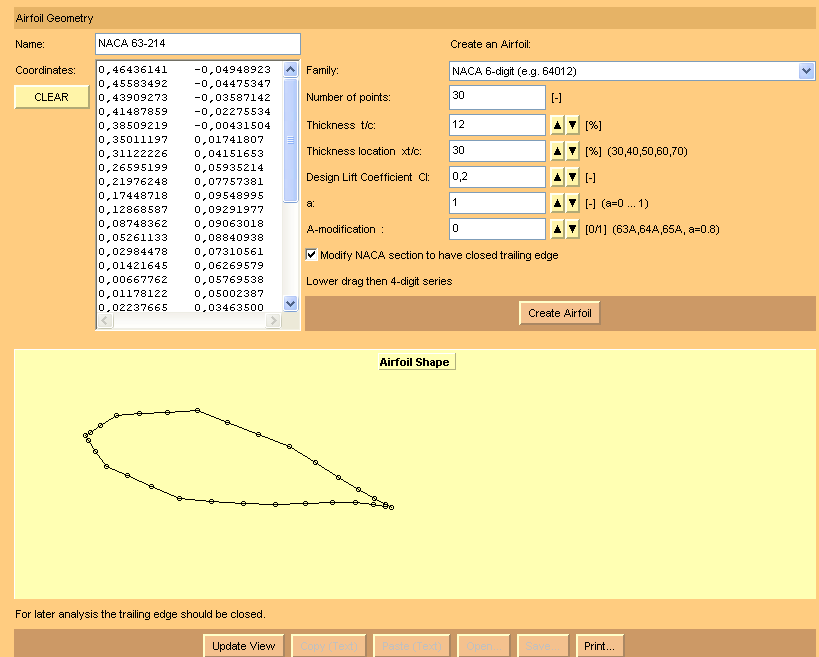 Javafoil-data Vedlegg B Javafoil -data I vedlegg B, innholder plotting av kurver og profildata for bladets inndelings seksjoner. Bladprofilene varierer fra rot til tupp (NACA 63.214-63.