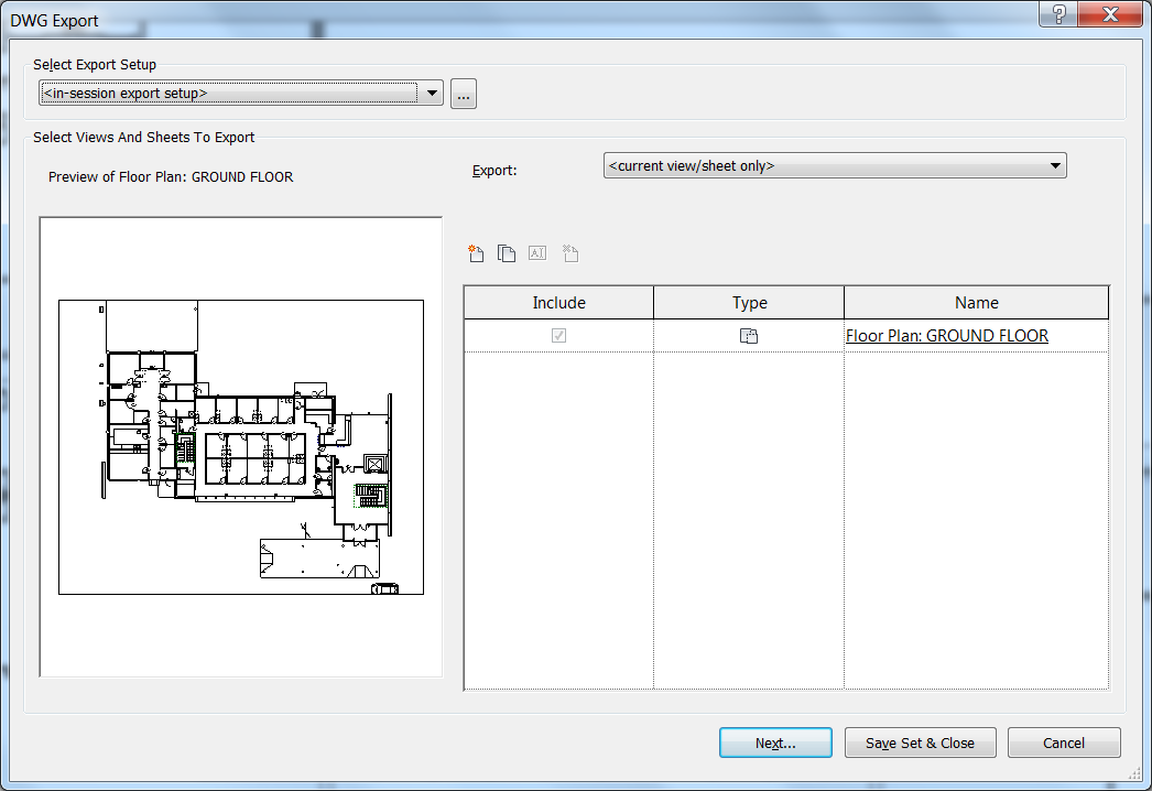 Trinn for trinn: Eksportere til AutoCAD og gjenkobling til Revit Trinn 1 Eksportere dataene I Revit kan du eksportere enten enkle visninger eller hele tegninger.