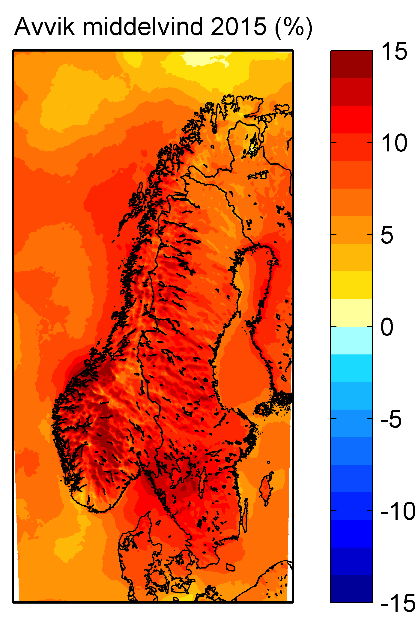 KVT/TMW/2015/R005 Figur 4-2 Avvik i middelvind i % for 2015