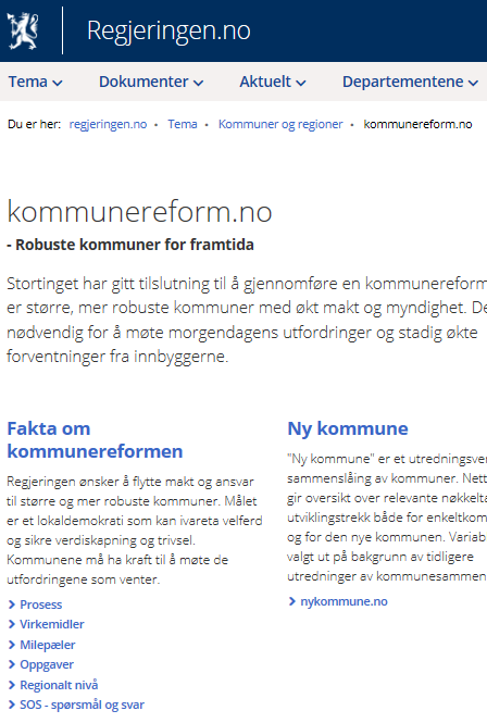 Kommunal- og moderniseringsdep. Kommunereform.