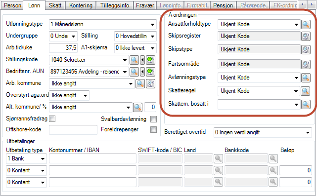 Ved hjelp av knappen Utfør oppdatering endres verdier. Vær oppmerksom på at oppdatering endrer tidligere verdier, noe som kan få konsekvenser for etterbetalinger. 2.