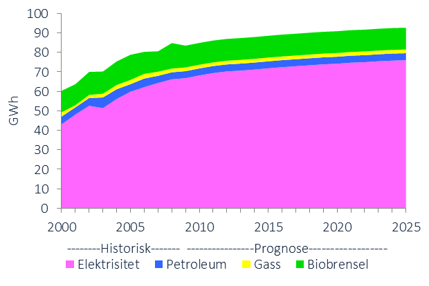 UTVIKLINGSTREKK ENERGIFORBRUK I årets utredning presenteres kun oppdaterte tall for elektrisitet og fjernvarme. Dette er fordi det ikke finnes statistikk for øvrige energibærere fra årene etter 2009.