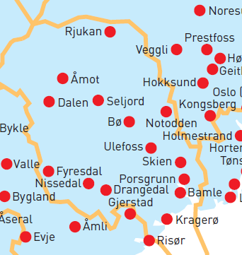 DPS øvre Telemark dekker kommunene Bø, Fyresdal, Hjartdal, Kviteseid, Nissedal, Notodden, Sauherad, Seljord, Tinn, Tokke og Vinje. TSB inklusive LAR inngår i det polikliniske tilbudet.