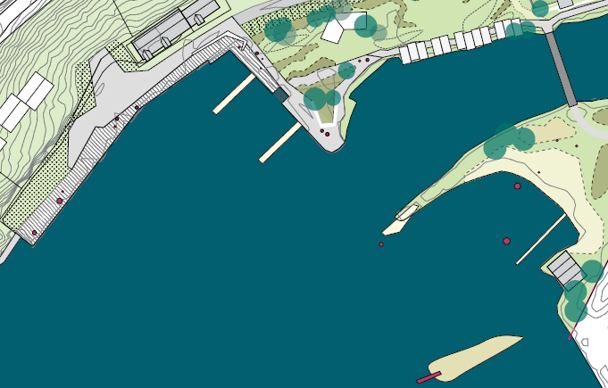 DETALJSTUDIE STASJONSOMRÅDET Maritimt potensial UTNYTTING AV ELV OG FJORD HAR IKKJE VORE EIT TYNGDEPUNKT I ARBEIDET, MEN POTENSIALET ER