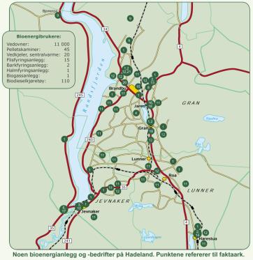Hadeland 0069 Biri ungdosskole 200/400 kw 500 MWh 0046 Biri Vask + Trykk + Trav + Fjernvarme 1 100/2 500 kw 3 000 000 MWh Råstofftilgang 0005 Gjøvik Stadion 500 kw - 800 MWh 0034 Honne (SKS) 450/220