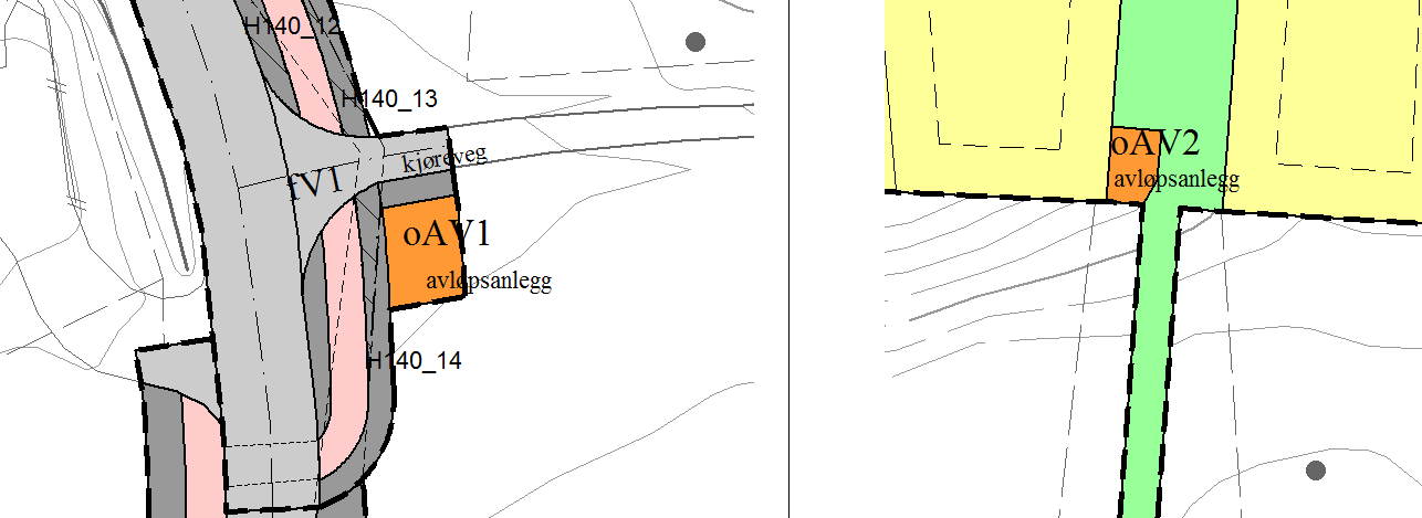 Det ble regulert en busslomme på sørsiden av kommunal veien. Hensynssoner «frisikt» i veikryssene ble inntegnet på plankart. Fargekodene til arealformål ble oppdatert til standart SOSI 4.5.