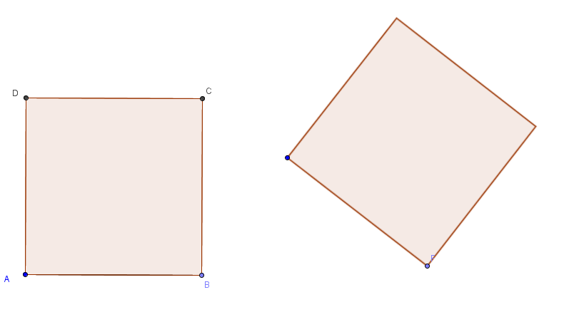 2.1 Geometriske former 2 Utforsking av geometriske samanhengar Med GeoGebra kan vi laga figurar med faste former, og deretter dreia og flytta på dei.