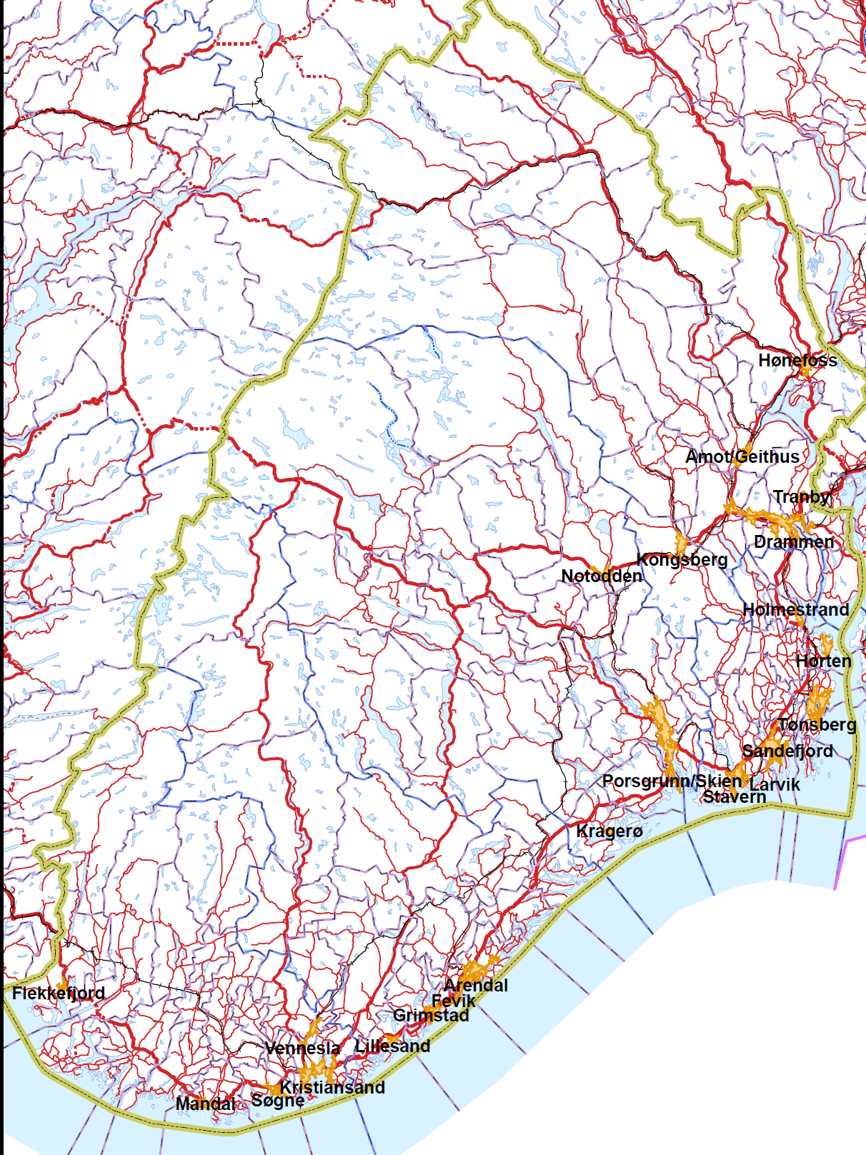 Figur 1: By- og tettstedsområder i