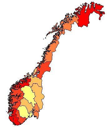 Regionale forskjeller i fruktbarhetsnivået Samlet fruktbarhetstall 2009 Rogaland 2,18 Vest-Agder 2,16 Finnmark 2,14 Møre og Romsdal 2,13 Nord-Trøndelag 2,12 Sogn og Fjordane 2,10