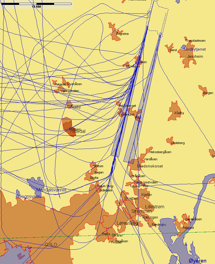 Landinger fra sør med andre flytyper, eksempeldag med nordlig trafikkretning hele dagen Figur 3. Torsdag 30.