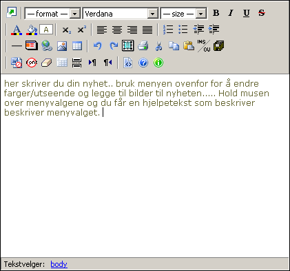 Bildebehandling Teksteditoren som brukes på nettstedet har mange funksjoner.