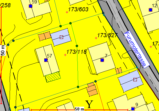 173/bruksnummer 627 i Furumoterrasse 7) på Harestua. Eiendommen er regulert til boligbebyggelse.