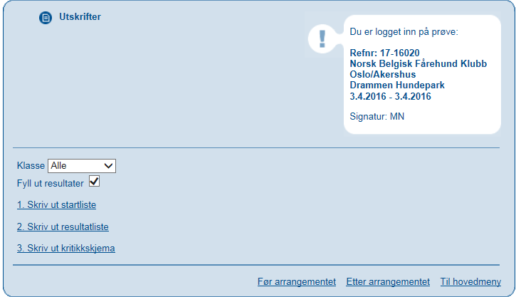 Diskvalifisering legges inn nederst i bildet og angis med grunn dersom dette frem i kritikkskjemaet. Da trenger man ikke legge inn trekkene som ev. er ført fra før hunden disket eller eventuelt brøt.