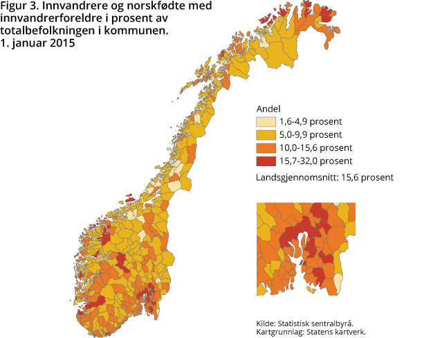 BOSTED 70 % i Helse Sør-Øst Statistisk sentralbyrå: Innvandrere og norskfødte