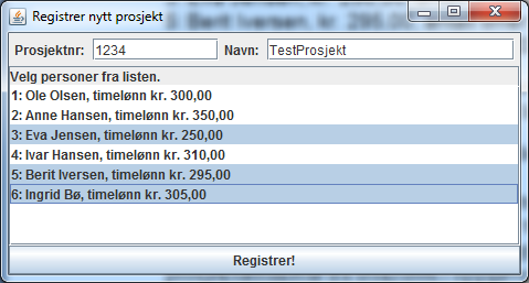 Oppgave 3 vekt 20% Listen skal vise alle objektene i Array- Listen personer i klassen Register Denne knappen skal knyttes til en ActionListener I denne oppgaven skal du jobbe med dette