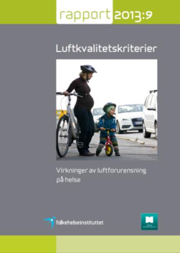 Luftkvalitetskriteriene Reviderte helsebaserte luftkvalitetskriterier i 2013 Helseeffekter ved lavere konsentrasjoner enn tidligere identifisert for svevestøv Døgnmiddel PM 10 :