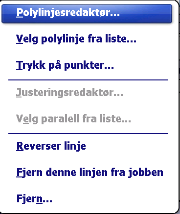 MÅL TIL LINJE Gir deg mulighet til å lokalisere en posisjon ved en forhåndsdefinert linje. Linjen kan defineres via to punkter, punkt og retning, polylinje, eller fra en strekning av en senterlinje.