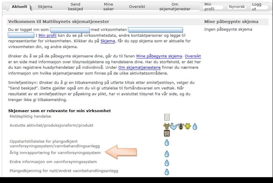 Skjermbilder og veiledning knyttet til «Årlig innrapportering for vannforsyningssystem» basert på oppdaterte skjermbilder pr mars 2016.