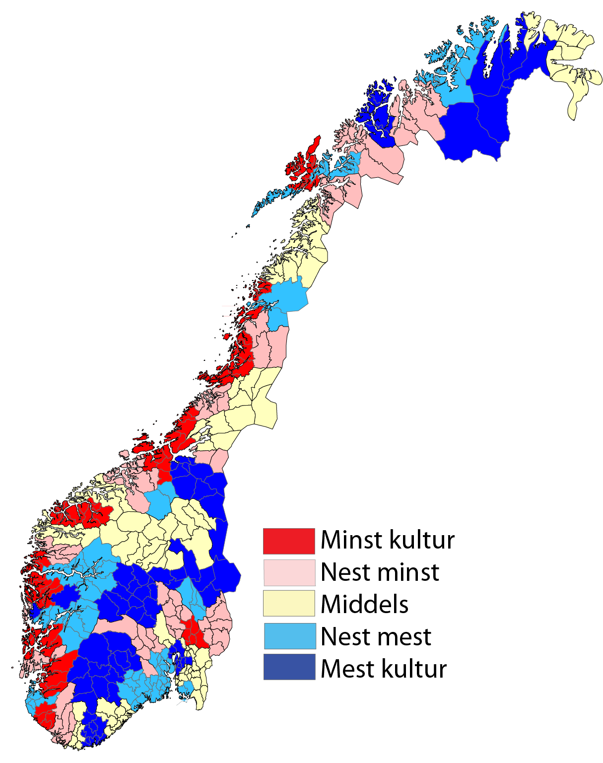 Kulturandelen i regionene Oslo, Akershus Vest og Follo er blant regionene med mest