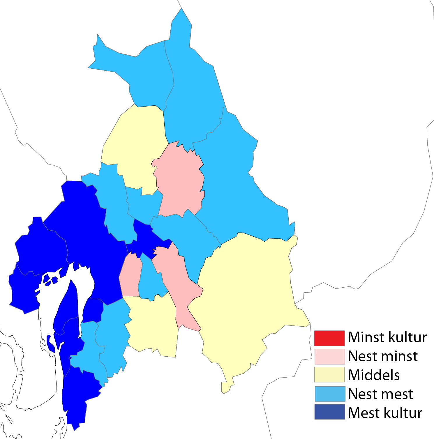 Kulturandelen i kommunene Forholdsvis høy kulturandel i Akershus bare tre