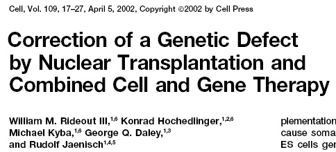 Kjerneoverføring Terapeutisk kloning Patient Biopsy Nuclear transfer into enucleated egg Transp lantation Terapeutisk