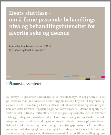 Kontinuitet og personsentrert omsorg Tiltak rettet mot kontinuitet betyr mest for patientens tilfredshet Tiltak som setter pasienten i sentrum har best effekt på smerte Dye, 2011 Rapport fra