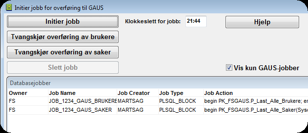 Dokumenter som er eksplisitt knyttet til saken, og som i tillegg har Send GAUS =J, blir overført. Det overføres saker som er nyere enn 01.01.2004.