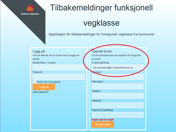 Vedlegg 1- Tilbakemelding på funksjonell vegklasse 1. Innledning Det er laget en egen applikasjon som benyttes for å melde tilbake eventuelle justeringer på funksjonell vegklasse.