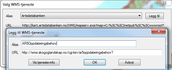 Legg til WMS-tjenesten i eget karverktøy (GISLINE) http://wms.