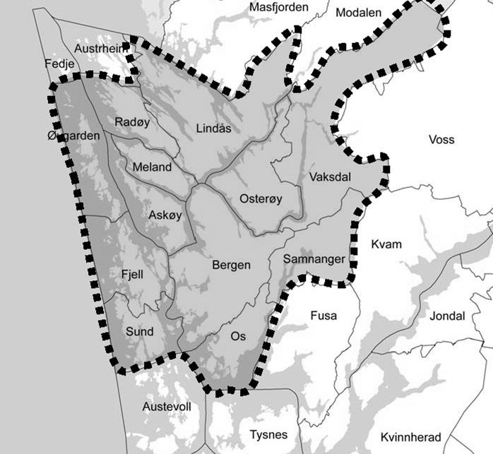 Det funksjonelle Bergensområdet 12 kommunar 370.000 innb.