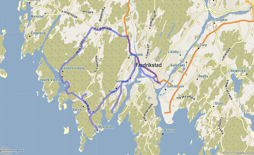 2.23 Rute 302 Fredrikstad-Øyenkilen-Slevik-Vikane (Hankø) Fredrikstad jb. st.