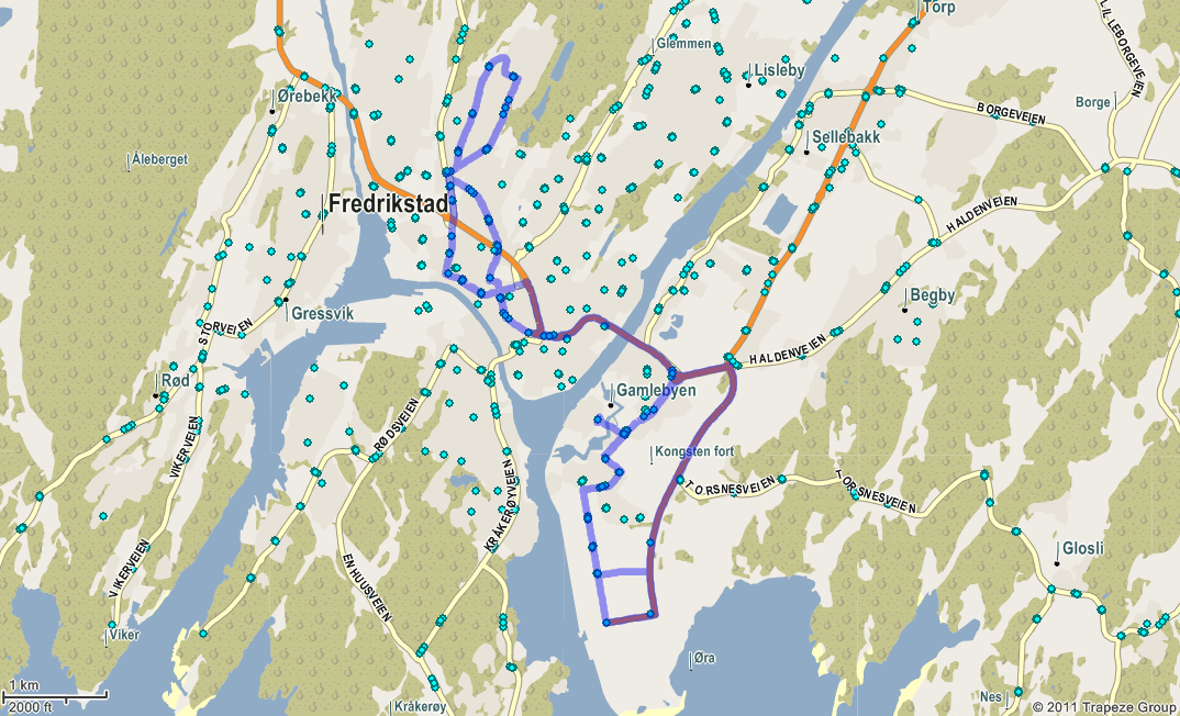 2.28 Rute 353 Øra-Kongsten-Frydenberg-Oredalen Oredalen Sandbekkvn.