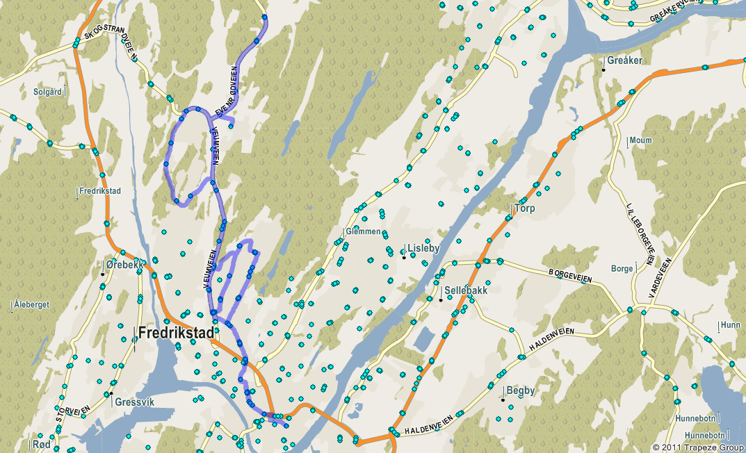 2.29 Rute 351 Fredrikstad-Oredalen-Abjørnrød-Veu-Fredrikstad Fredrikstad jb. st.