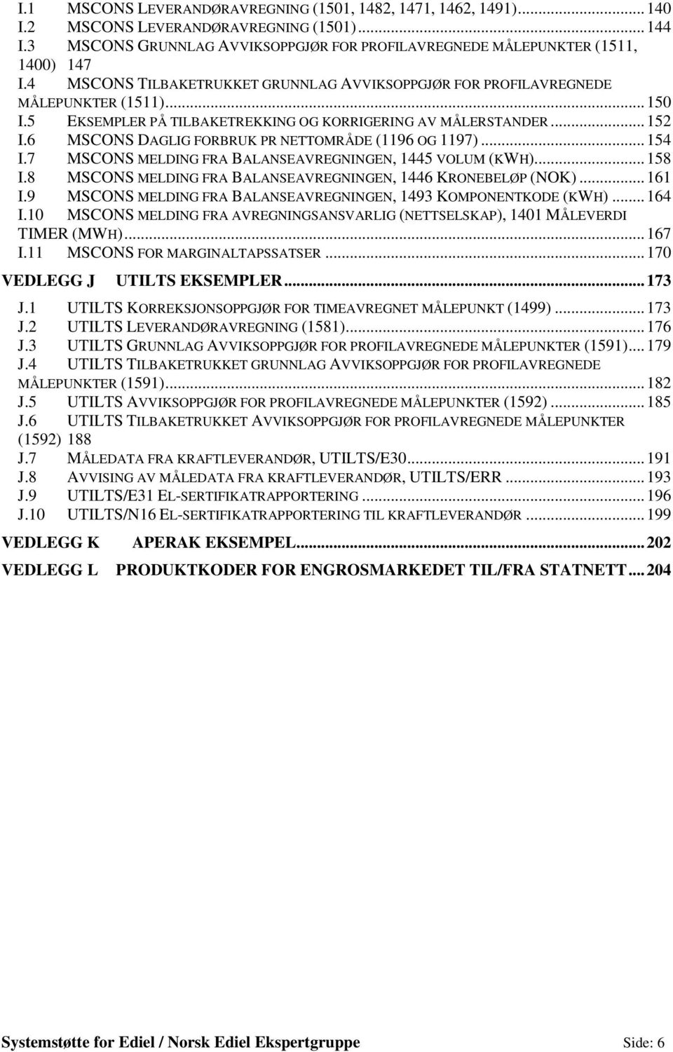 6 MSCONS DAGLIG FORBRUK PR NETTOMRÅDE (1196 OG 1197)... 154 I.7 MSCONS MELDING FRA BALANSEAVREGNINGEN, 1445 VOLUM (KWH)... 158 I.8 MSCONS MELDING FRA BALANSEAVREGNINGEN, 1446 KRONEBELØP (NOK)... 161 I.