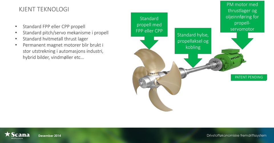 automasjons industri, hybrid bilder, vindmøller etc Standard propell med FPP eller CPP Standard