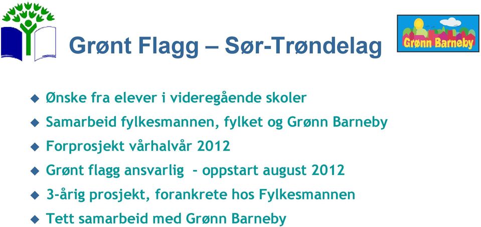 vårhalvår 2012 Grønt flagg ansvarlig - oppstart august 2012