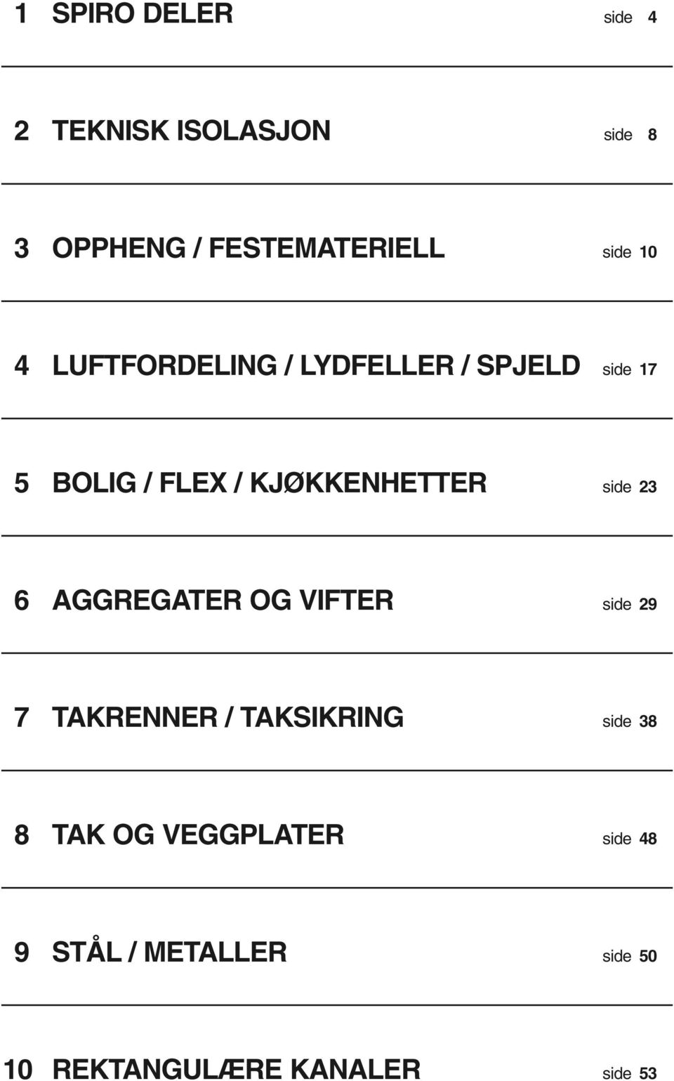 KJØKKENHETTER side 23 6 AGGREGATER OG VIFTER side 29 7 TAKRENNER / TAKSIKRING