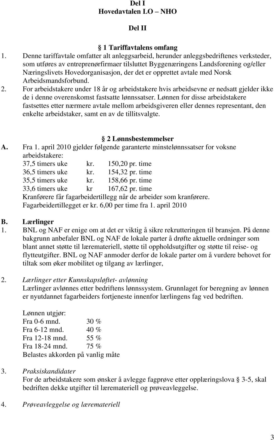 Hovedorganisasjon, der det er opprettet avtale med Norsk Arbeidsmandsforbund. 2.