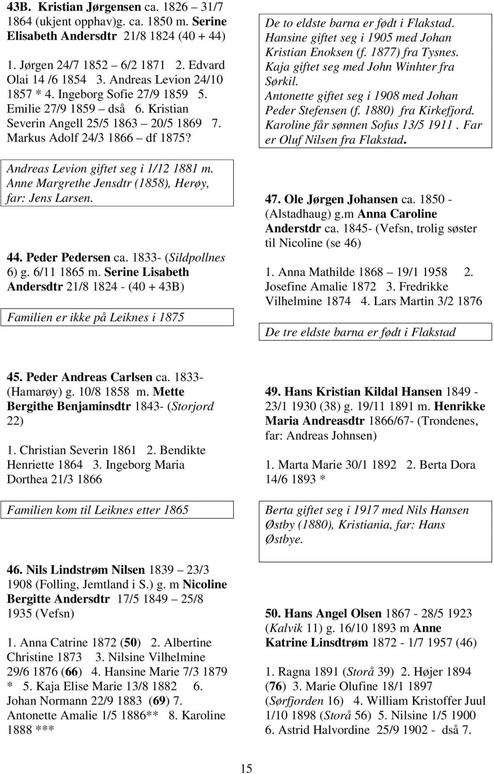 Kirsti Marie 19/5 1901-26/12 1918 3. Einar Arnold 8/2 1903 4. Jens Arnolf 14/6 1904 23/11 1973 * 5. Hjørdis 11/9 1908 31/12 1924 6. Ingrid 11/9 1908 7. Arne 27/12 1909 10/3 1910 8.