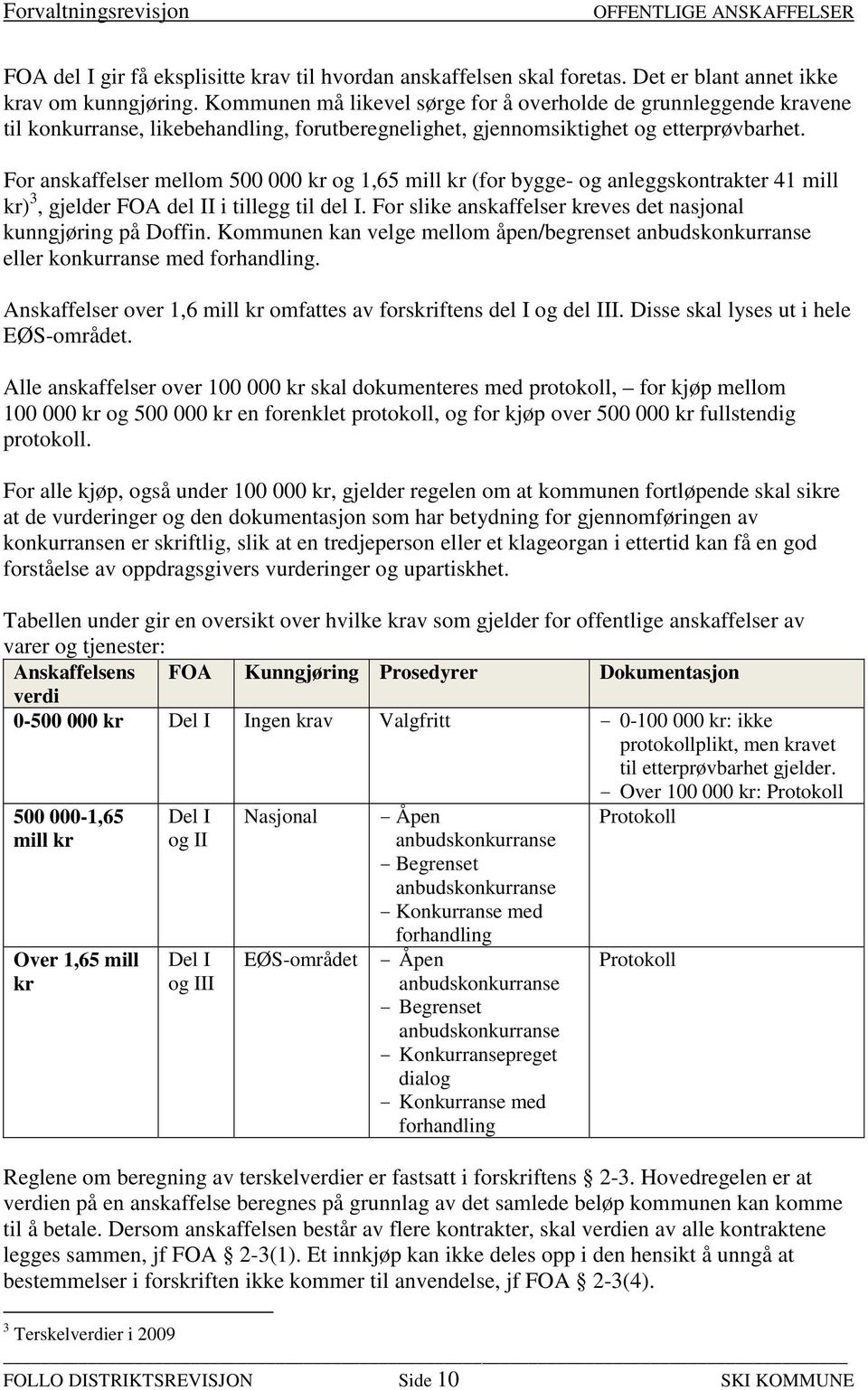 For anskaffelser mellom 500 000 kr og 1,65 mill kr (for bygge- og anleggskontrakter 41 mill kr) 3, gjelder FOA del II i tillegg til del I.