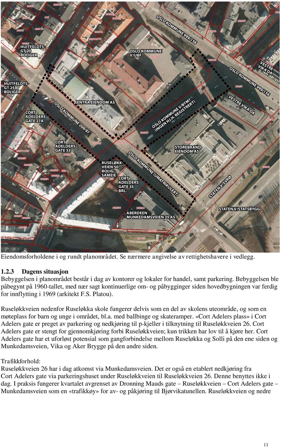 Bebyggelsen ble påbegynt på 1960-tallet, med nær sagt kontinuerlige om- og påbygginger siden hovedbygningen var ferdig for innflytting i 1969 (arkitekt F.S. Platou).