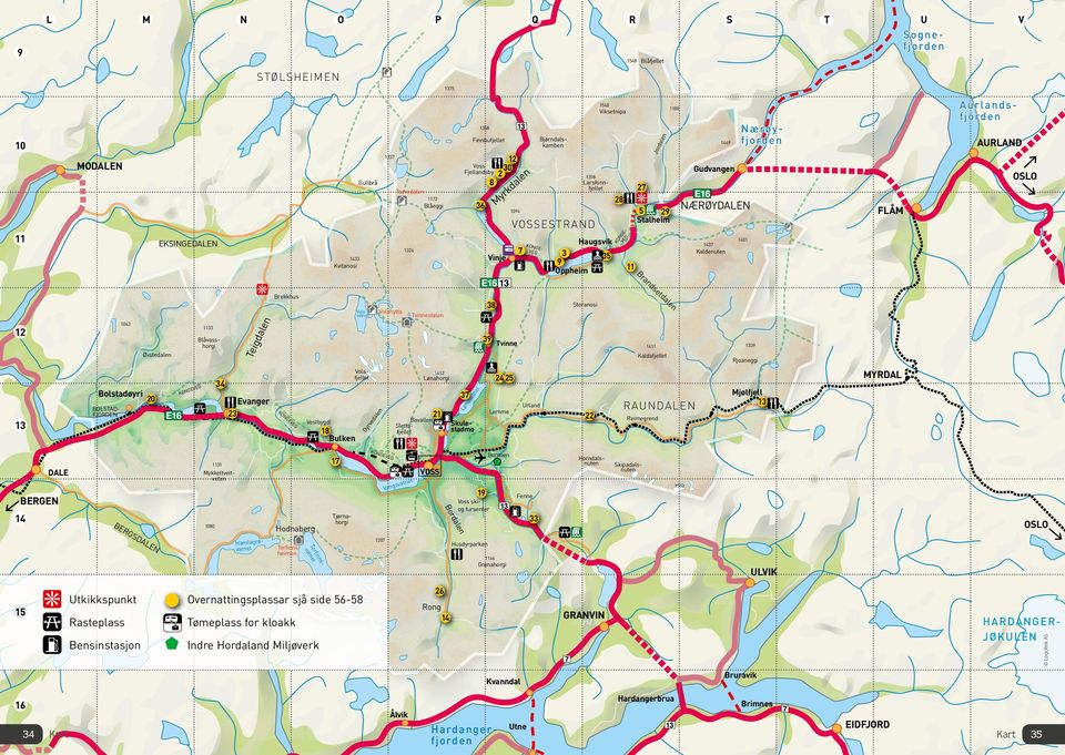 Overnattingsplassar sjå side 56-58 Rasteplass Tømeplass for kloakk Bensinstasjon Indre Hordaland Miljøverk Skipadalsnuten 33 OSLO Husdyrparken 1166 Grønahorgi ULVIK 26 Rong GRANVIN 14 H A R DA N G ER