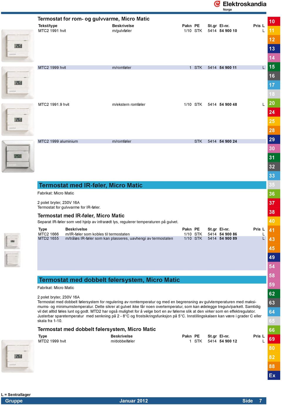 Termostat med IR-føler, Micro Matic Separat IR-føler som ved hjelp av infrarødt lys, regulerer temperaturen på gulvet.