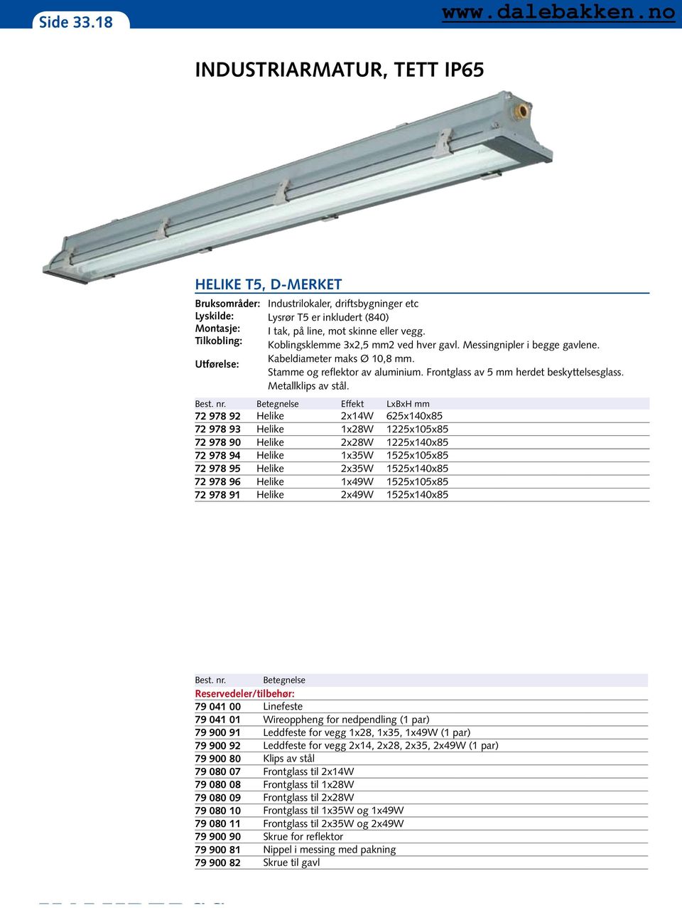 Effekt LxBxH mm 72 978 92 Helike 2x14W 625x140x85 72 978 93 Helike 1x28W 1225x105x85 72 978 90 Helike 2x28W 1225x140x85 72 978 94 Helike 1x35W 1525x105x85 72 978 95 Helike 2x35W 1525x140x85 72 978 96