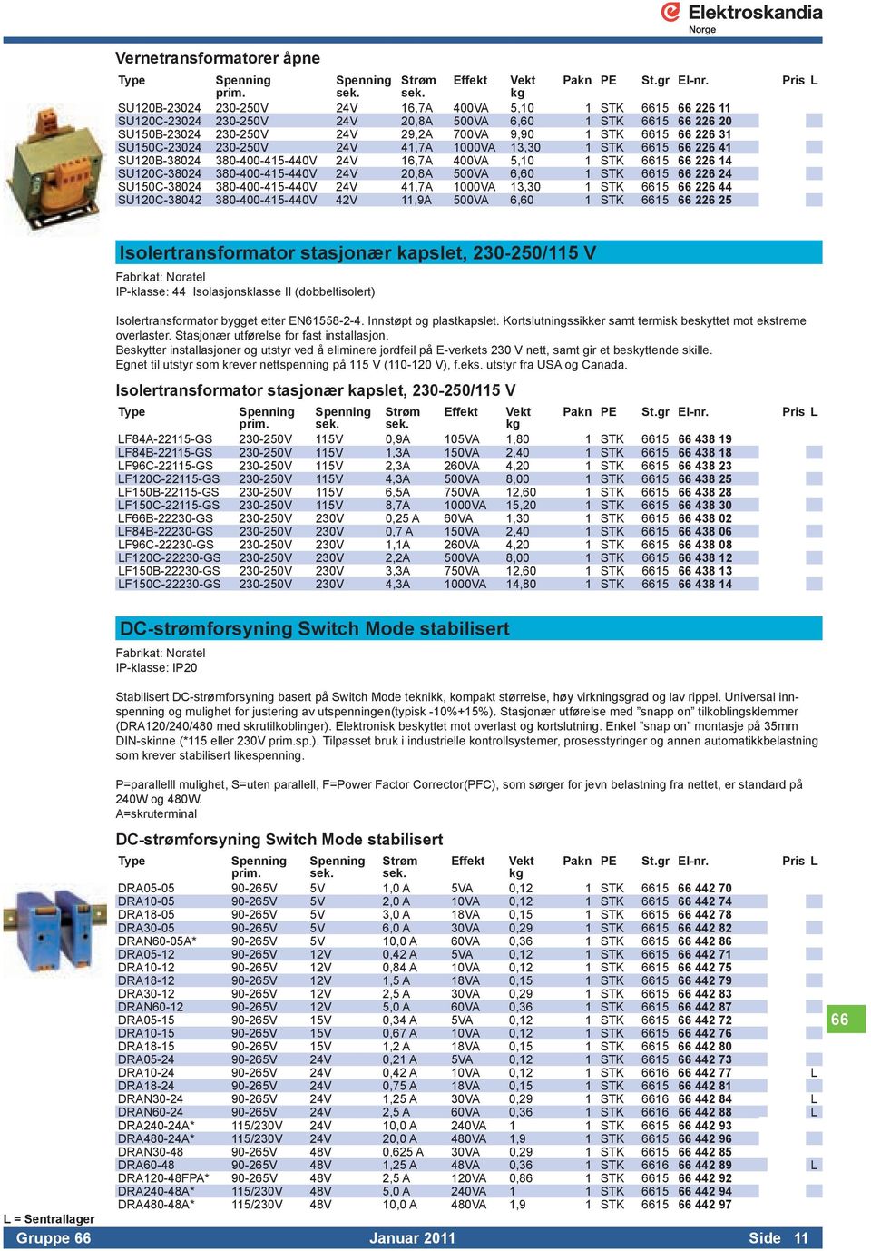 SU150C-23024 230-250V 24V 41,7A 1000VA 13,30 1 STK 6615 66 226 41 SU120B-38024 380-400-415-440V 24V 16,7A 400VA 5,10 1 STK 6615 66 226 14 SU120C-38024 380-400-415-440V 24V 20,8A 500VA 6,60 1 STK 6615