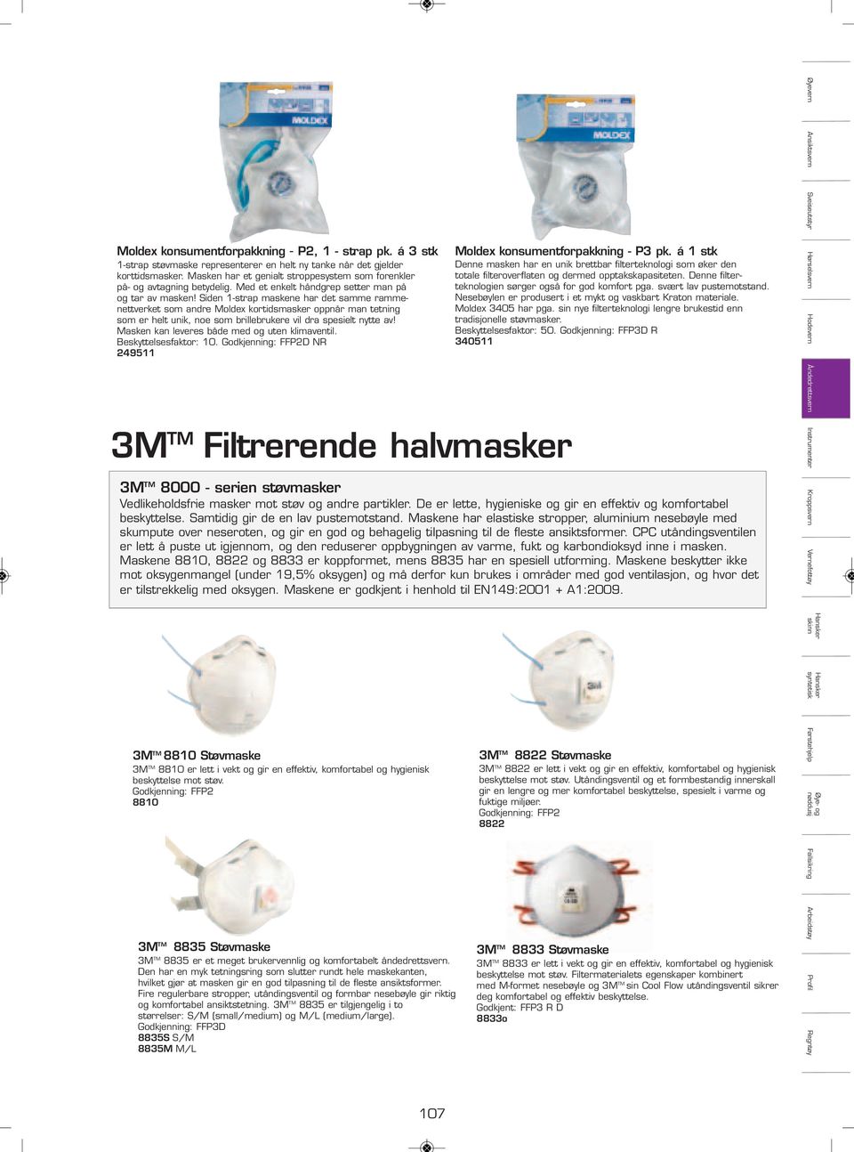 Siden -strap maskene har det samme rammenettverket som andre Moldex kortidsmasker oppnår man tetning som er helt unik, noe som brillebrukere vil dra spesielt nytte av!