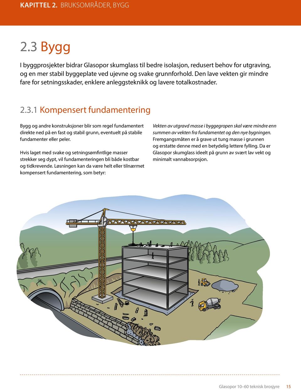 1 Kompensert fundamentering Bygg og andre konstruksjoner blir som regel fundamentert direkte ned på en fast og stabil grunn, eventuelt på stabile fundamenter eller peler.